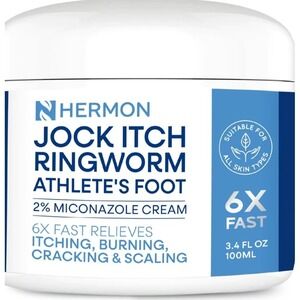 Hermon Jock Itch Ringworm Athletes Foot 2% Miconazole Cream 3.4oz 100ml